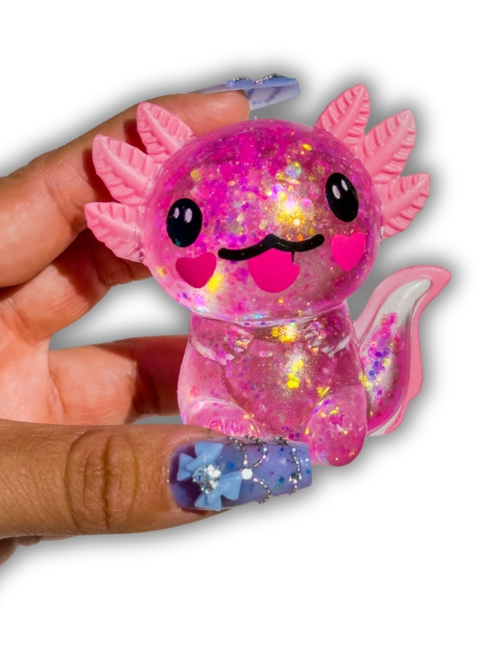 NEW Pink Axolotl Squishy Fidget Toy Glitter Slow Rise Stress Relief Squishy